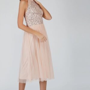 Robe midi à paillettes - Rose blush (3)